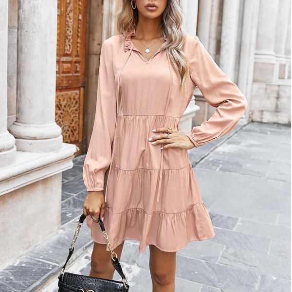 casual dresses autumn women's solid color long sleeve ruffles loose mini dress vintage a-line short elegant women vestidos, Black;gray
casual dresses autumn women's solid color long sleeve ruffles loose mini dress vintage a-line short elegant women vestidos, Black;gray