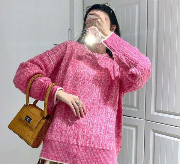 sweater 2021 autumn and winter pink loose pullover wool blend sweaters for women nfm2, White;black
sweater 2021 autumn and winter pink loose pullover wool blend sweaters for women nfm2, White;black