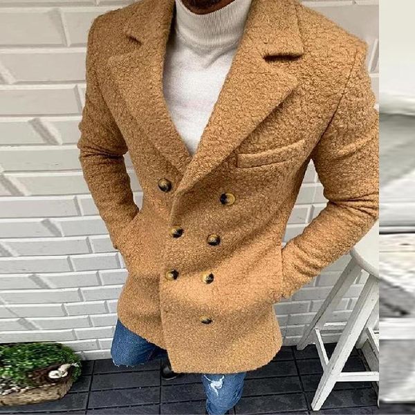 men's wool & blends men winter warm double breasted long sleeve outerwear autumn casual solid turn-down collar coat mens fashion woolen, Black 
men's wool & blends men winter warm double breasted long sleeve outerwear autumn casual solid turn-down collar coat mens fashion woolen, Black