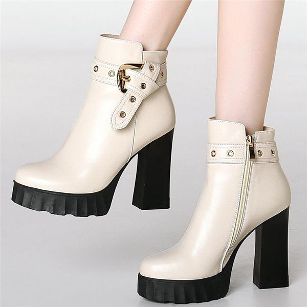 boots goth buckle ankle women genuine leather high heel motorcycle female round toe chunky platform pumps shoes, Black
boots goth buckle ankle women genuine leather high heel motorcycle female round toe chunky platform pumps shoes, Black