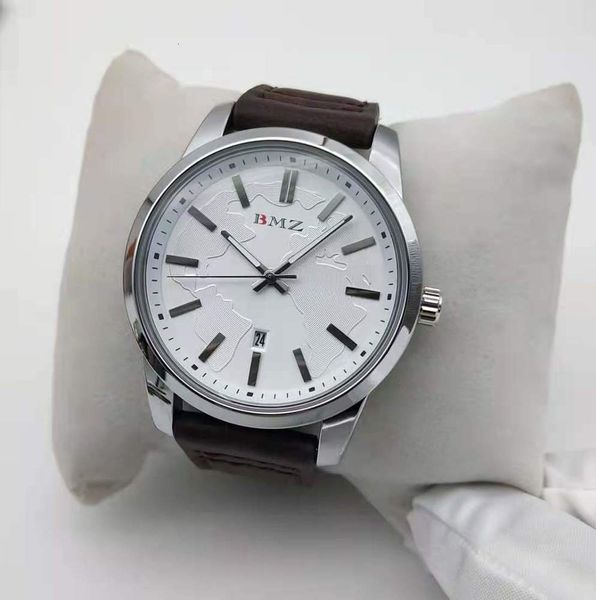 watch men's sports leisure fashion leather large dial leather roman quartz accessories, Slivery;brown