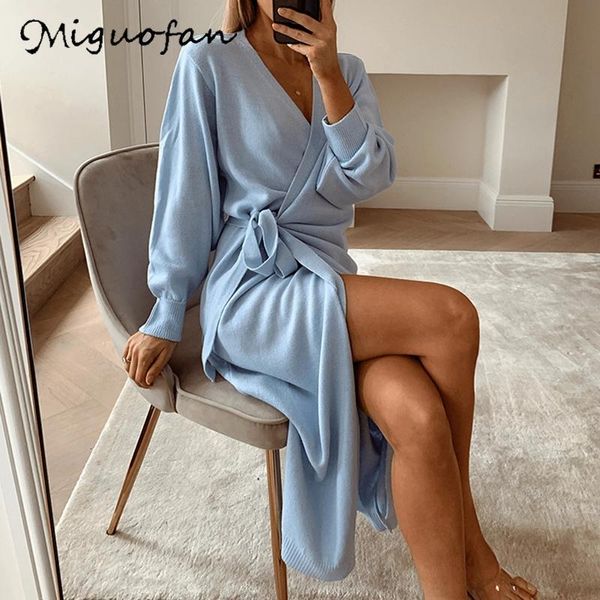 casual dresses miguofan solid v neck wrap knit dress with belt sahes women nigh club robe winter long sweater 2021, Black;gray
casual dresses miguofan solid v neck wrap knit dress with belt sahes women nigh club robe winter long sweater 2021, Black;gray