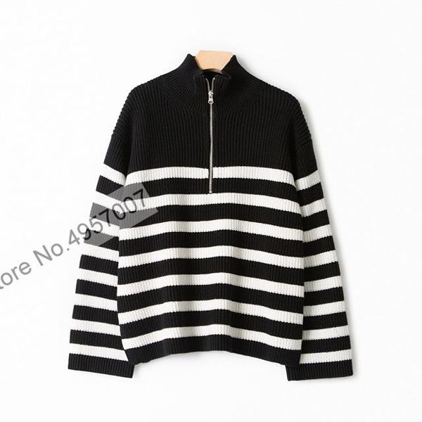 women's sweaters ladies 2021 winter/autumn cotton contrast long sleeve sweater pullover top, White;black
women's sweaters ladies 2021 winter/autumn cotton contrast long sleeve sweater pullover top, White;black