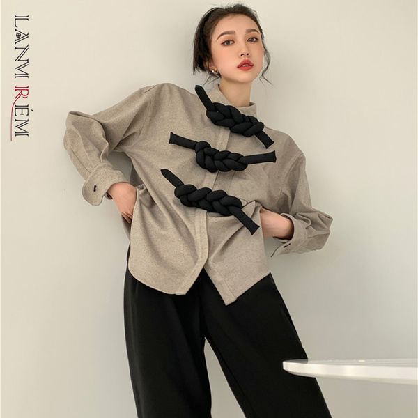 women's gray lapel twisted woven buckle big size long sleeve loose fitted shirt fashion spring autumn 2e1331 210507, White
women's gray lapel twisted woven buckle big size long sleeve loose fitted shirt fashion spring autumn 2e1331 210507, White