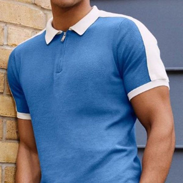 white design men's zipper polo shirt, comfortable, breathable, fashionable and cool daily business trip work party, White;black
white design men's zipper polo shirt, comfortable, breathable, fashionable and cool daily business trip work party, White;black