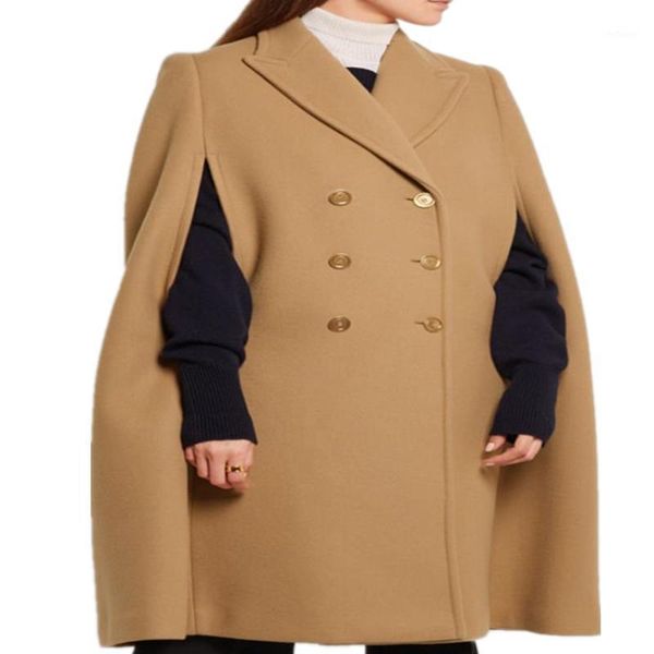 women's wool & blends winter fashion poncho camel cape coat women cloak double breasted wwol outwear, Black
women's wool & blends winter fashion poncho camel cape coat women cloak double breasted wwol outwear, Black