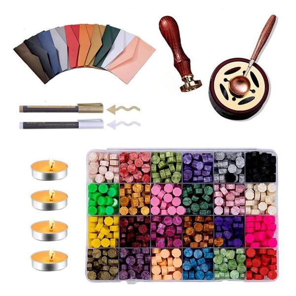 1pc wax letter seal set castings wrapped in 24 color beads with pads metal pens envelopes spoons wide use stationery gift wrap
1pc wax letter seal set castings wrapped in 24 color beads with pads metal pens envelopes spoons wide use stationery gift wrap