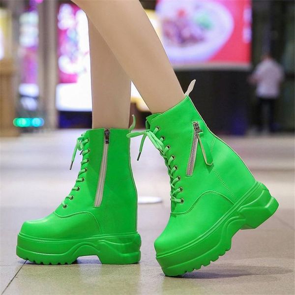 fashion women's wedge platform boots woman height increasing 11cm ankle girl side zipper casual booties botas mujer, Black
fashion women's wedge platform boots woman height increasing 11cm ankle girl side zipper casual booties botas mujer, Black