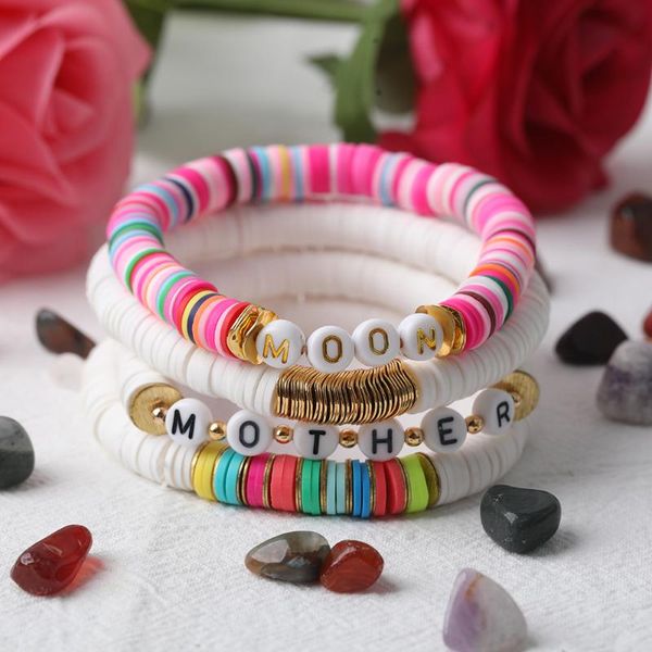 10pcs plated gold mother letter plastic beads bracelet women 8mm rainbow vinyl disc heishi elastic string boho charm bracelets, Golden;silver
10pcs plated gold mother letter plastic beads bracelet women 8mm rainbow vinyl disc heishi elastic string boho charm bracelets, Golden;silver