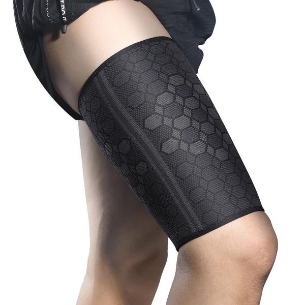 elbow & knee pads 2-piece thigh cover support mesh compression leg guards fitness running protection muscle, Black;gray