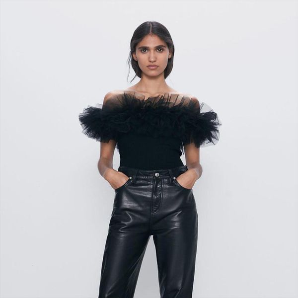 black mesh ruffle bodysuit summer women rompers off the shoulder slash neck club party elastic one piece overalls, Black;white
black mesh ruffle bodysuit summer women rompers off the shoulder slash neck club party elastic one piece overalls, Black;white