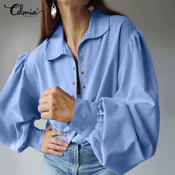 blouses plus size celmia 2021 fashion lapel women solid blouses casual loose long lantern sleeve elegant office lady basic top, White
blouses plus size celmia 2021 fashion lapel women solid blouses casual loose long lantern sleeve elegant office lady basic top, White