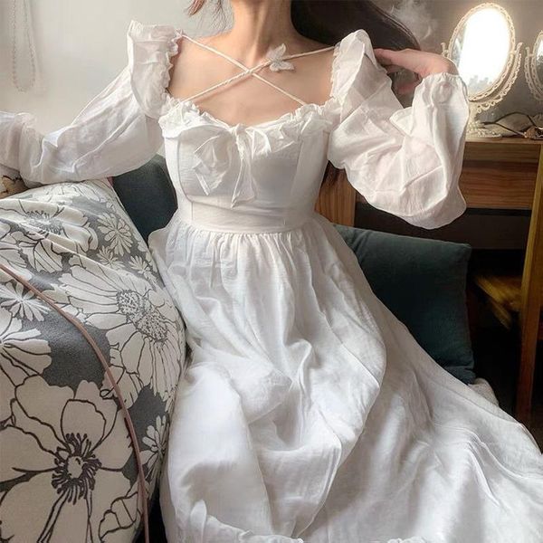 casual dresses french retro white square collar long sleeve dress women's summer fairy temperament sweet and thin, Black;gray
casual dresses french retro white square collar long sleeve dress women's summer fairy temperament sweet and thin, Black;gray