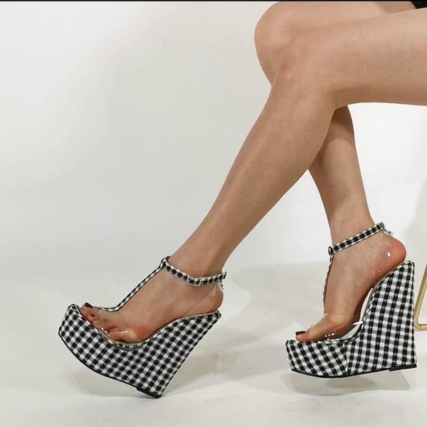 dress shoes women summer high heels sandals wedges woman clear transparent grid platform sandalias mujer sapato feminino d1067, Black
dress shoes women summer high heels sandals wedges woman clear transparent grid platform sandalias mujer sapato feminino d1067, Black