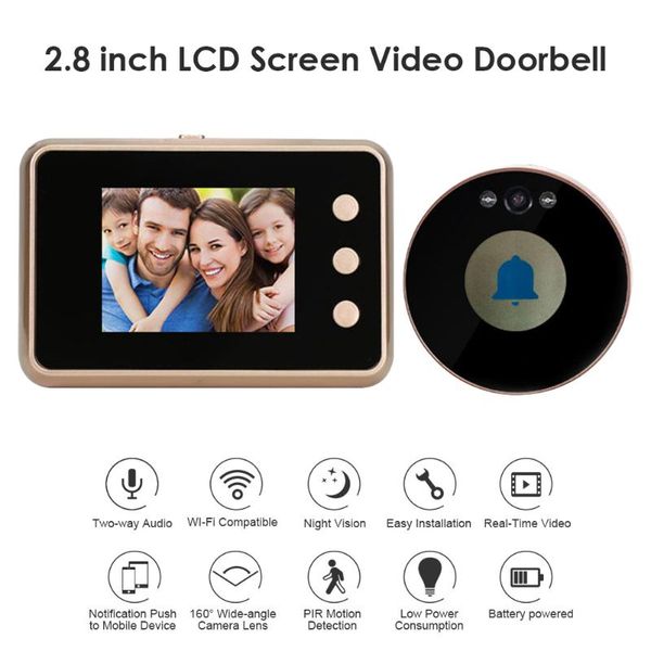 2.8 inch tft lcd screen digital doorbell 0.3mp ir night vision electronic door peephole camera viewer bell doorbells
2.8 inch tft lcd screen digital doorbell 0.3mp ir night vision electronic door peephole camera viewer bell doorbells