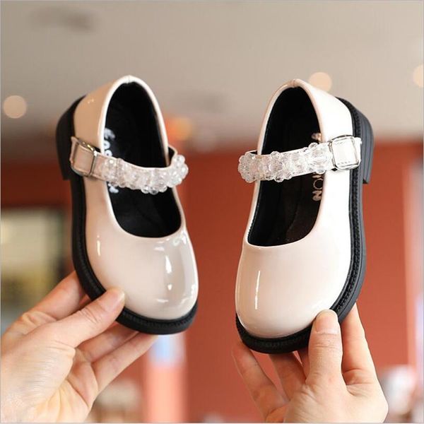 children' white patent leather bright casual shoes size 23-36 girl' crystal princess wide head black flat bottom, Black;grey
children' white patent leather bright casual shoes size 23-36 girl' crystal princess wide head black flat bottom, Black;grey
