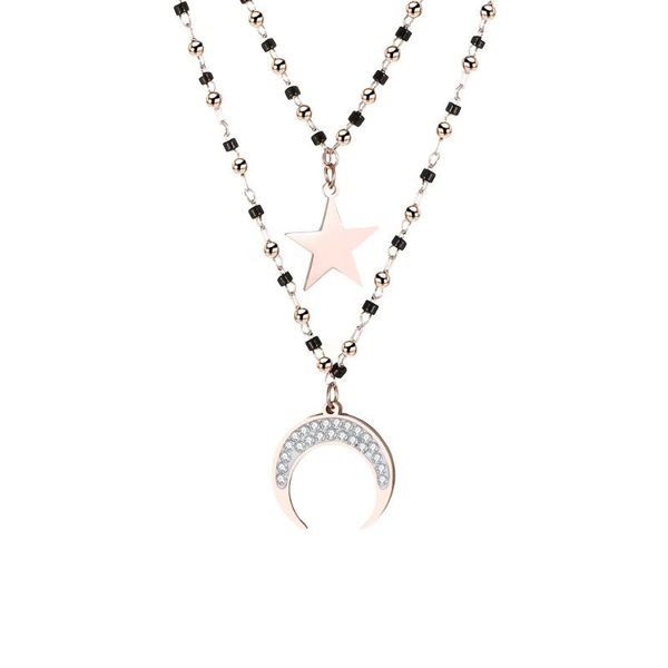 chokers double layer five-pointed star moon crystal beads choker necklace for women's gift stainless steel adjustable 2021, Golden;silver
chokers double layer five-pointed star moon crystal beads choker necklace for women's gift stainless steel adjustable 2021, Golden;silver