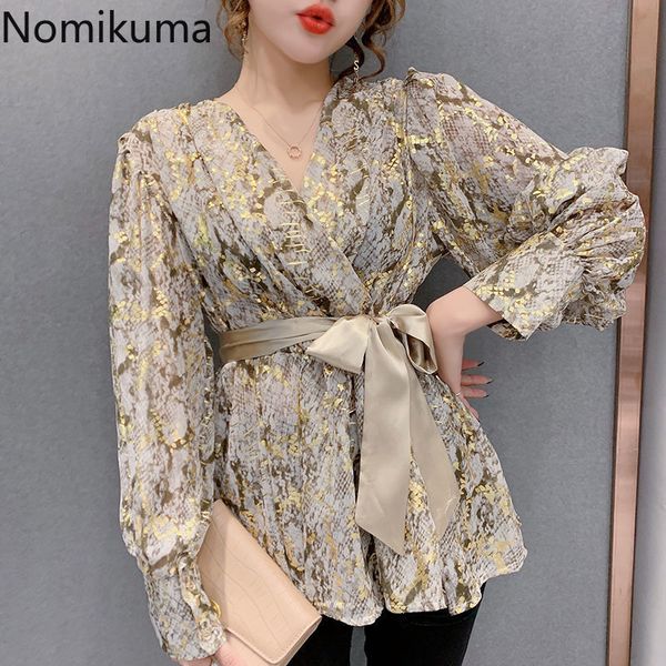 nomikuma korean snake printed blouse women puff sleeve v-neck elegant shirt spring new bow bandage slim waist 6f848 210427, White
nomikuma korean snake printed blouse women puff sleeve v-neck elegant shirt spring new bow bandage slim waist 6f848 210427, White