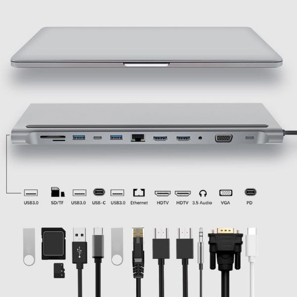 hubs usb-c lapdock station hub type-c docking 12 in 1 to usb3.0 multi-function dongle adapter converter rj45
hubs usb-c lapdock station hub type-c docking 12 in 1 to usb3.0 multi-function dongle adapter converter rj45