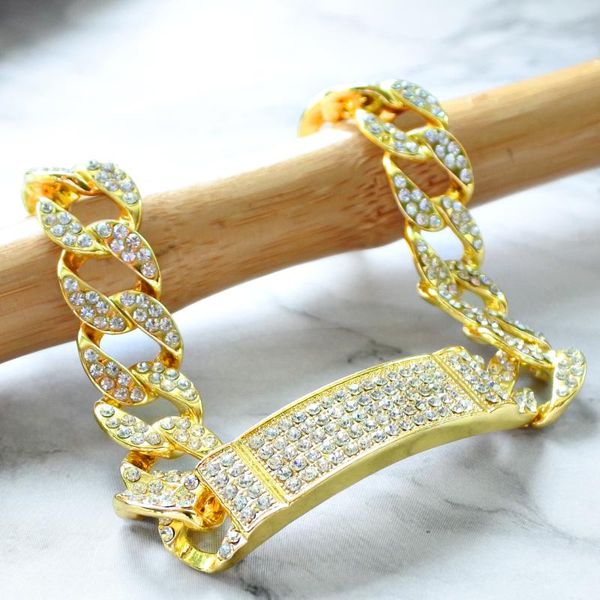 link, chain fashionable 15mm diamond bling gold silver color cuban link bracelet men's iced out hip hop women jewelry gift, Black
link, chain fashionable 15mm diamond bling gold silver color cuban link bracelet men's iced out hip hop women jewelry gift, Black
