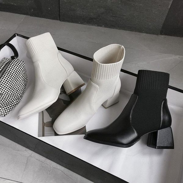 boots 2021 women sock stretch fabric autumn square heels elegant woven shoes classic black white kintted ankle
boots 2021 women sock stretch fabric autumn square heels elegant woven shoes classic black white kintted ankle