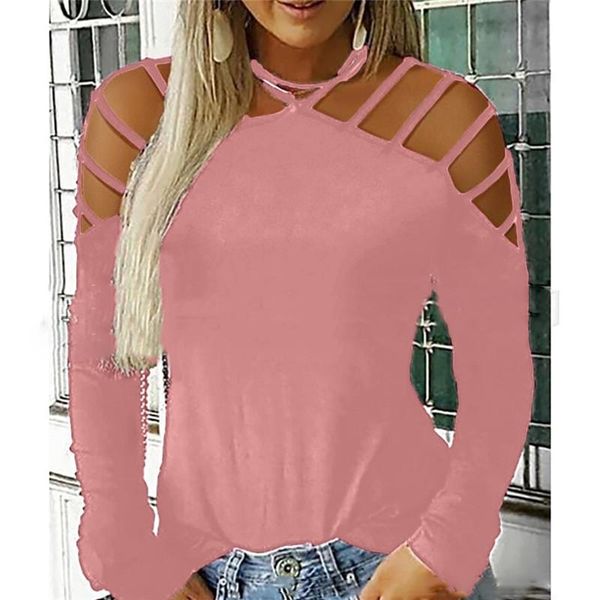 women's t-shirt women 2021 long sleeve slim pullover off shoulder hollow fashion top, White
women's t-shirt women 2021 long sleeve slim pullover off shoulder hollow fashion top, White