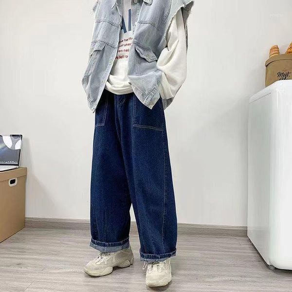 style men's retro streetwear trousers straight overalls hip hop casual pants trendy loose wide leg blue color jeans
style men's retro streetwear trousers straight overalls hip hop casual pants trendy loose wide leg blue color jeans