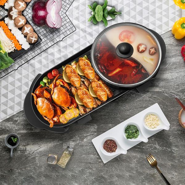 electric skillets 2400w multi cooker dual temperature control 2 in 1 pot barbecue non-stick grill machine for home party
electric skillets 2400w multi cooker dual temperature control 2 in 1 pot barbecue non-stick grill machine for home party