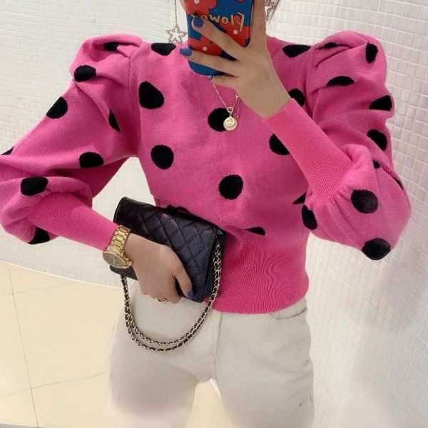women's sweaters 2021 autumn winter korean puff sleeve pullover knitwear womeno-neck polka dot knitted sweater, White;black
women's sweaters 2021 autumn winter korean puff sleeve pullover knitwear womeno-neck polka dot knitted sweater, White;black