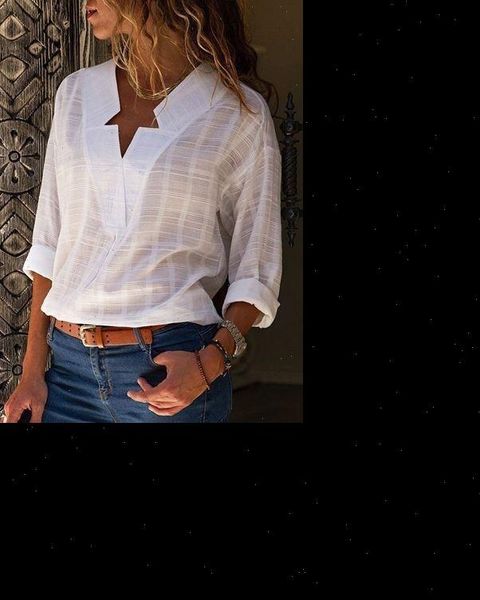 large size women blouses cotton summer fashion solid color v neck long sleeve ladies shirt 5xl, White
large size women blouses cotton summer fashion solid color v neck long sleeve ladies shirt 5xl, White