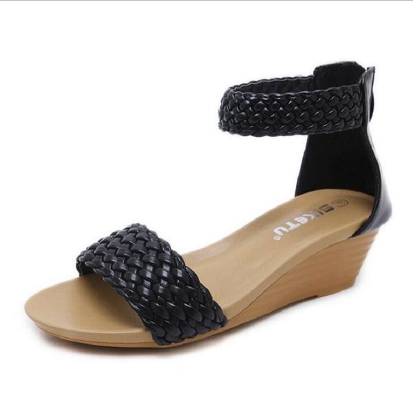 european america style retro woven zipper wedges peep toe cut out cover heel plus size 41 42 women gladiator sandals 20210514, Black
european america style retro woven zipper wedges peep toe cut out cover heel plus size 41 42 women gladiator sandals 20210514, Black