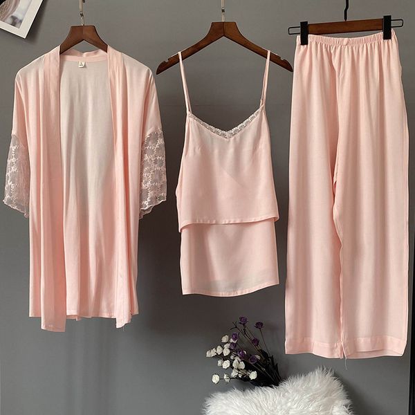 women's sleepwear 3 pcs set ice silk women pajamas sling cardigan trousers suit pyjamas wrs5, Black;red
women's sleepwear 3 pcs set ice silk women pajamas sling cardigan trousers suit pyjamas wrs5, Black;red