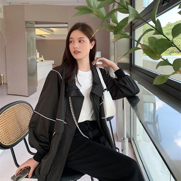 women's jackets 2021 early autumn and spring 2 solid colors hooded casual jacket women streetwear, Black;brown
women's jackets 2021 early autumn and spring 2 solid colors hooded casual jacket women streetwear, Black;brown