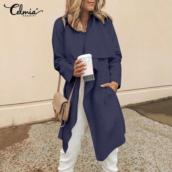 women's wool & blends wool celmia fashion cardigans trench autumn sleeve pleated long coats casual lapel pockets kimono outerwear bj5k, Black
women's wool & blends wool celmia fashion cardigans trench autumn sleeve pleated long coats casual lapel pockets kimono outerwear bj5k, Black