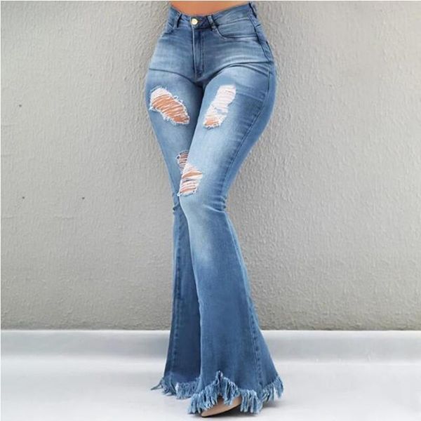 women's jeans 2021 women high waist hole rough selvedge tassel flared trousers fashion casual denim pants long, Blue
women's jeans 2021 women high waist hole rough selvedge tassel flared trousers fashion casual denim pants long, Blue