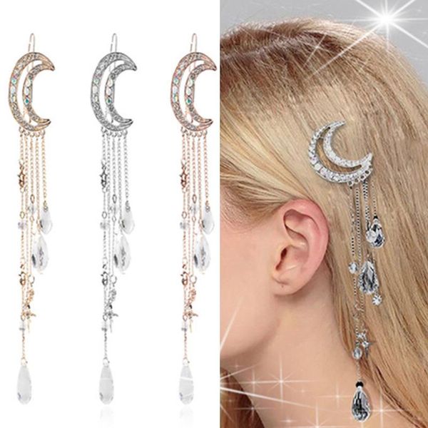 hair clips & barrettes moon tassel crystal hairpin crescents european and american fashion accessories xrq88, Golden;silver 
hair clips & barrettes moon tassel crystal hairpin crescents european and american fashion accessories xrq88, Golden;silver