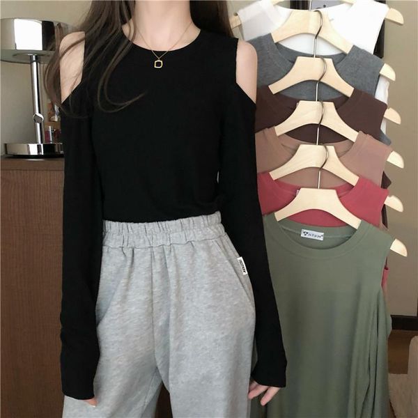 women's t-shirt o-neck long sleeve solid t-shirts spring autumn fashion brand slim tee clothing ins hipster off shoulder ladies, White
women's t-shirt o-neck long sleeve solid t-shirts spring autumn fashion brand slim tee clothing ins hipster off shoulder ladies, White