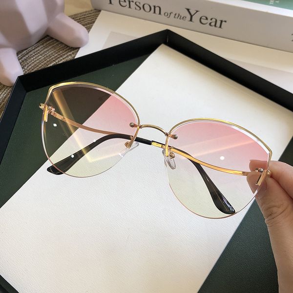 luxury designer sunglasses women's oval cat eye lady metal rimless shades female driving glasses zonnebril dames, White;black
luxury designer sunglasses women's oval cat eye lady metal rimless shades female driving glasses zonnebril dames, White;black