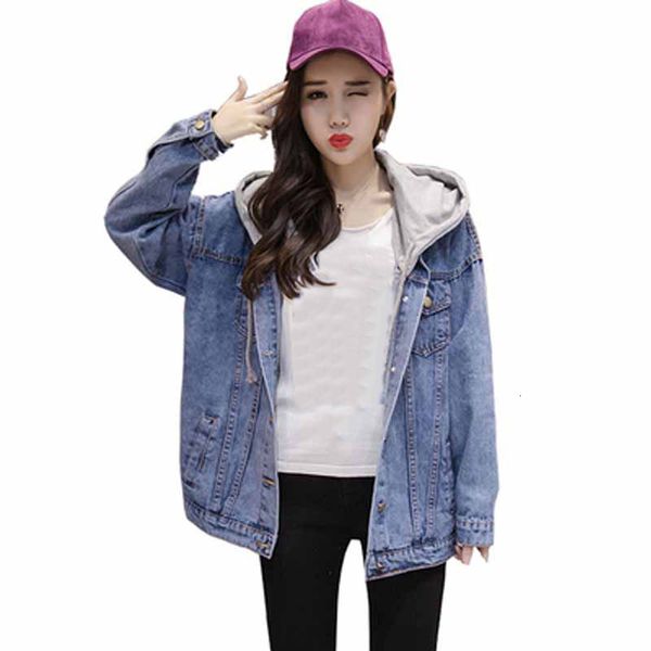 women's jackets bf harajuku female jacket casual spring with long sleeve hood denim vintage single breasted blue coat cbce, Black;brown
women's jackets bf harajuku female jacket casual spring with long sleeve hood denim vintage single breasted blue coat cbce, Black;brown