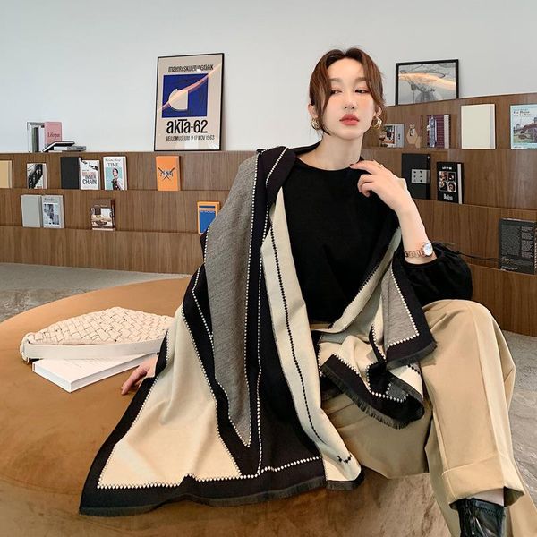 scarves 2021 striped scarf hijab women winter cashmere thick shawl warm bandana female pashmina blanket stole, Blue;gray
scarves 2021 striped scarf hijab women winter cashmere thick shawl warm bandana female pashmina blanket stole, Blue;gray