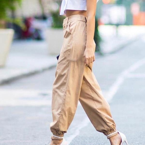 women's pants & capris ladies personality solid color safari style leisure harem wide leg with chain ladies's clothing, Black;white
women's pants & capris ladies personality solid color safari style leisure harem wide leg with chain ladies's clothing, Black;white