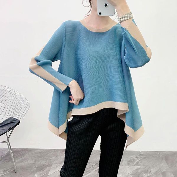 women's t-shirt plus size for women 45-75kg 2021 spring simple patchwork elastic miyake pleated round neck long sleeved irregular, White
women's t-shirt plus size for women 45-75kg 2021 spring simple patchwork elastic miyake pleated round neck long sleeved irregular, White