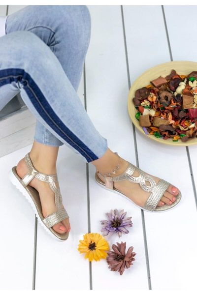 jocelyn gold skin sandals, Black