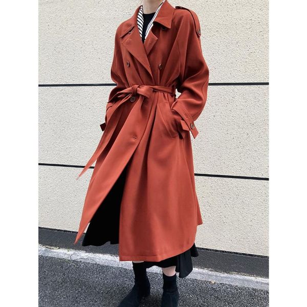 women's trench coats autumn orange women long female coat loose double breasted knee length in overcoat 1.2kg, Tan;black
women's trench coats autumn orange women long female coat loose double breasted knee length in overcoat 1.2kg, Tan;black