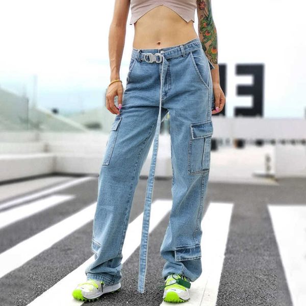fashion jeans hollow out solid women's 2021 spring mid waist with belt loose multi pocket perforated pants, Blue
fashion jeans hollow out solid women's 2021 spring mid waist with belt loose multi pocket perforated pants, Blue