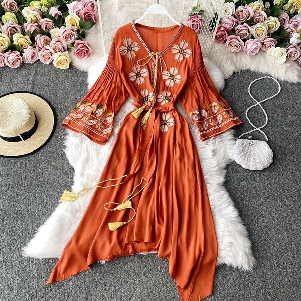 indie folk women embroidery midi dress v-neck long sleeve irregular dresses female high waist sashes embroidered dress 2021, Black;gray
indie folk women embroidery midi dress v-neck long sleeve irregular dresses female high waist sashes embroidered dress 2021, Black;gray