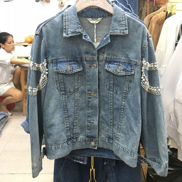 women's jackets korean autumn long sleeve single breasted womens loose coats fashion high street pearls embroidery casual female short, Black;brown
women's jackets korean autumn long sleeve single breasted womens loose coats fashion high street pearls embroidery casual female short, Black;brown