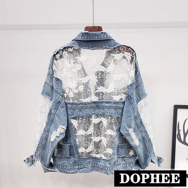 women's jackets embroidered gauze stitched jeans coat 2021 spring loose-fit with holes short denim jacket lace sun protection clothing, Black;brown
women's jackets embroidered gauze stitched jeans coat 2021 spring loose-fit with holes short denim jacket lace sun protection clothing, Black;brown