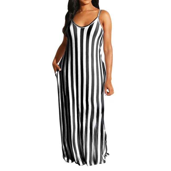 casual dresses summer long dress plus size sleeveless striped spaghetti strap for women clothing vestidos mujer verano 2021, Black;gray
casual dresses summer long dress plus size sleeveless striped spaghetti strap for women clothing vestidos mujer verano 2021, Black;gray