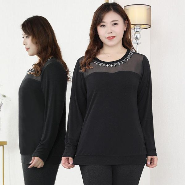 women's blouses & shirts spring autumn 4xl to 10xl plus size blusas woman long sleeve beading casual women black t20087, White
women's blouses & shirts spring autumn 4xl to 10xl plus size blusas woman long sleeve beading casual women black t20087, White